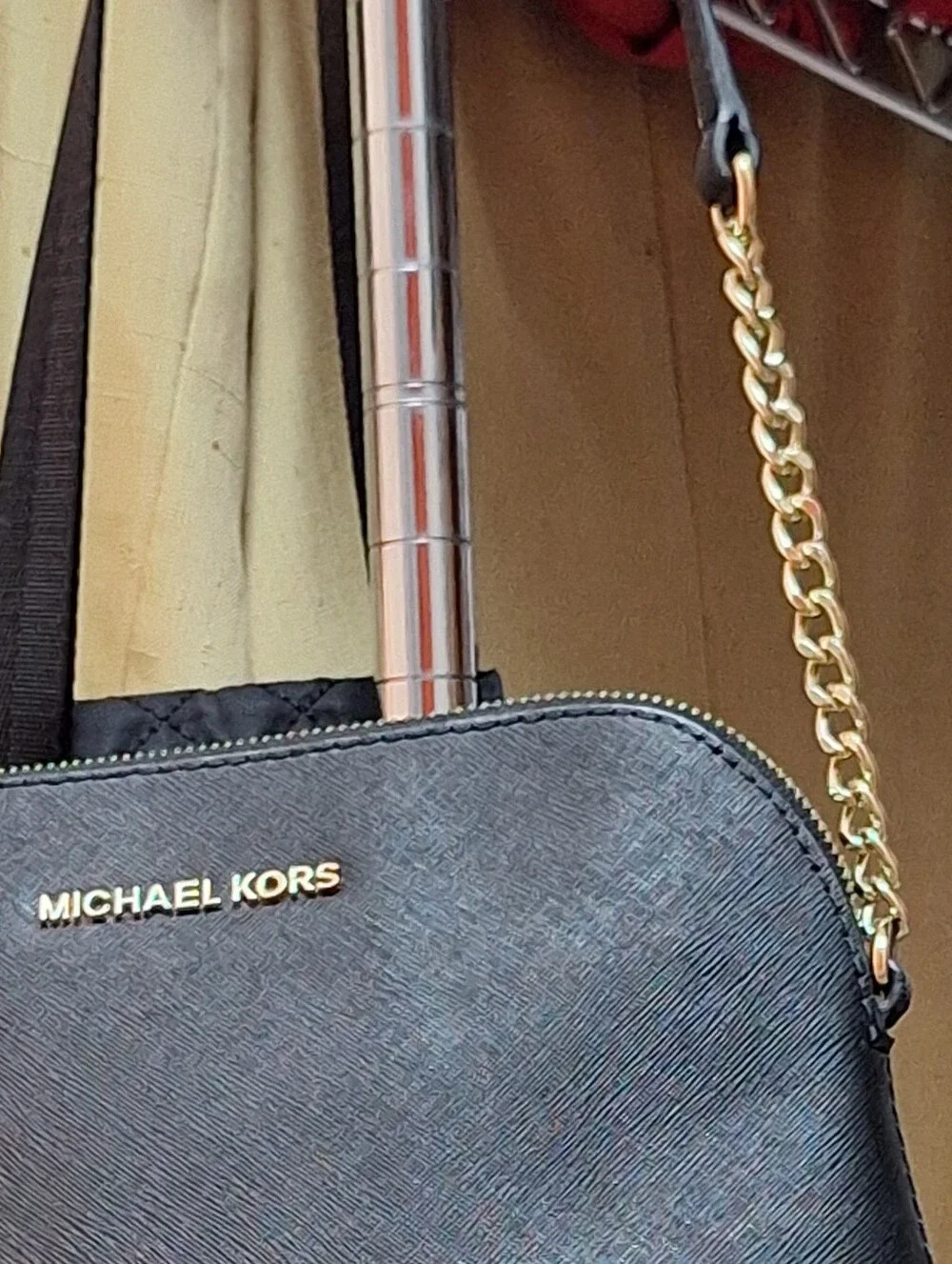 MICHAEL KORS | Black, Gold Shoulder Bag